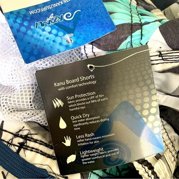 3 for $30 Kanu Surf Blue and Gray Board Shorts Tropical Design NWT Size M - Picture 5 of 6